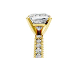Yellow gold Princess Solitaire with Pavé Band and Four-Prong Setting_332