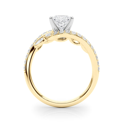Yellow gold Princess Solitaire with Pavé Twist Band and Four-Prong Setting 2