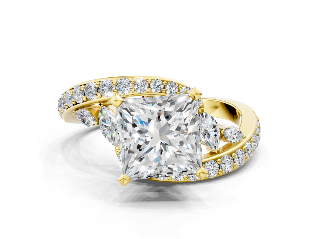 Yellow gold Princess Solitaire with Pavé Twist Band and Four-Prong Setting_57