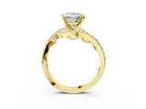 Yellow gold Princess Solitaire with Pavé Twist Band and Four-Prong Setting_60