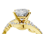 Yellow gold Princess Solitaire with Pavé Twist Band and Four-Prong Setting_61