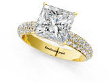 Yellow gold Princess Solitaire with Pave Band and Four-Prong Setting_10