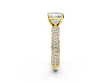 Yellow gold Princess Solitaire with Pave Band and Four-Prong Setting_11