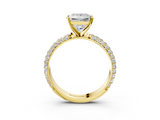 Yellow gold Princess Solitaire with Pave Band and Four-Prong Setting_12