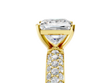 Yellow gold Princess Solitaire with Pave Band and Four-Prong Setting_14
