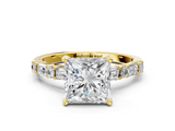 Yellow gold Princess Solitaire with Side Baguettes and Channel Set Band_49