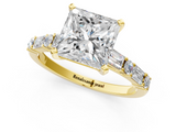 Yellow gold Princess Solitaire with Side Baguettes and Channel Set Band_50