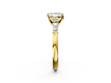 Yellow gold Princess Solitaire with Tapered Baguette Side Stones on a Classic Band with Four-Prong Setting_111