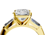 Yellow gold Princess Solitaire with Tapered Baguette Side Stones on a Classic Band with Four-Prong Setting_113