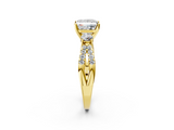 Yellow gold Princess Three-Stone Diamond Ring with Pavé Split Shank and Four-Prong Setting_68