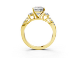 Yellow gold Princess Three-Stone Diamond Ring with Pavé Split Shank and Four-Prong Setting_69