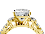Yellow gold Princess Three-Stone Diamond Ring with Pavé Split Shank and Four-Prong Setting_70