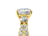 Yellow gold Princess Three-Stone Diamond Ring with Pavé Split Shank and Four-Prong Setting_71