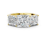 Yellow gold Princess Three-Stone Diamond Ring with Prong Setting on a Classic Band_15