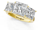 Yellow gold Princess Three-Stone Diamond Ring with Prong Setting on a Classic Band_16
