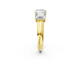 Yellow gold Princess Three-Stone Diamond Ring with Prong Setting on a Classic Band_17