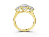 Yellow gold Princess Three-Stone Diamond Ring with Prong Setting on a Classic Band_18