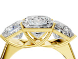 Yellow gold Princess Three-Stone Diamond Ring with Prong Setting on a Classic Band_19