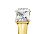 Yellow gold Princess Three-Stone Diamond Ring with Prong Setting on a Classic Band_20