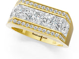 Yellow gold Princess and Round Diamond Channel Pavé Mens Band_13