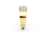 Yellow gold Princess and Round Diamond Channel Pavé Mens Band_14