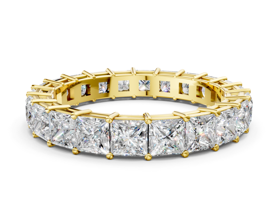 Yellow gold Princess cut diamond Eternity Band with Shared Prong Setting_21