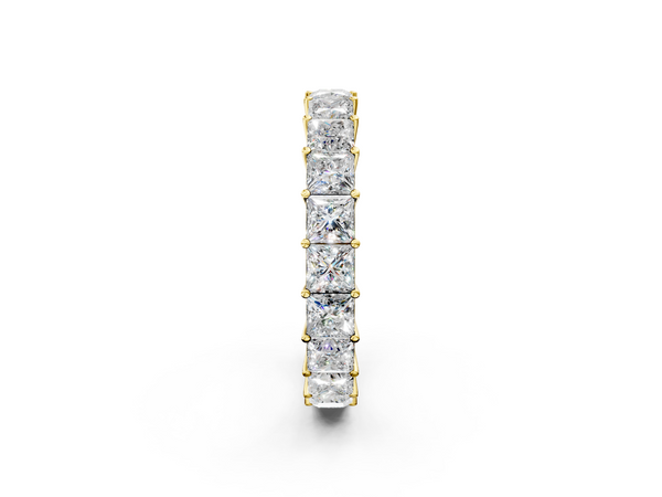 Yellow gold Princess cut diamond Eternity Band with Shared Prong Setting