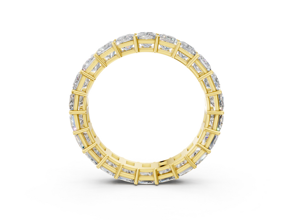 Yellow gold Princess cut diamond Eternity Band with Shared Prong Setting