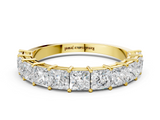 Yellow gold Princess cut diamond Half Eternity Band with Shared Prong Setting_51