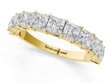 Yellow gold Princess cut diamond Half Eternity Band with Shared Prong Setting_52