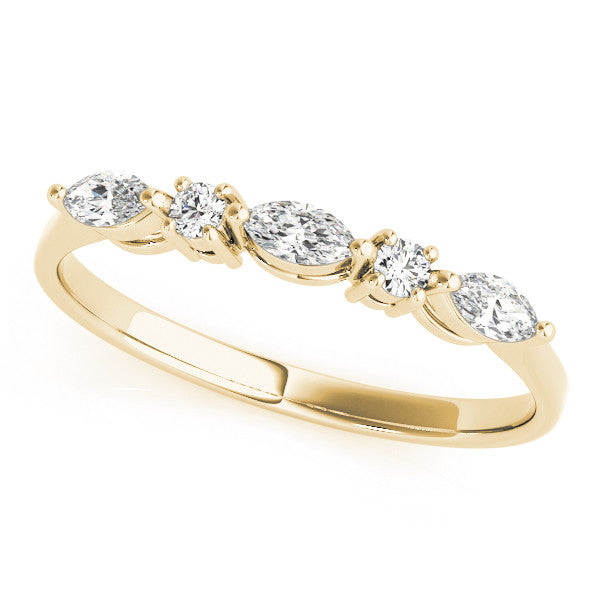 18K Yellow Gold Prong Set Round Diamond Half-Eternity Band