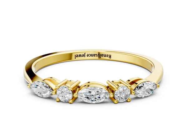 Yellow gold Prong Set Round Diamond Half-Eternity Band
