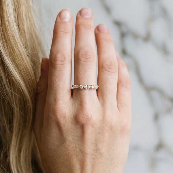 Yellow gold Prong Set Round Diamond Half-Eternity Band