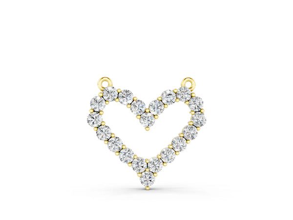 Yellow gold Prong-Set Round Diamond Heart Pendant