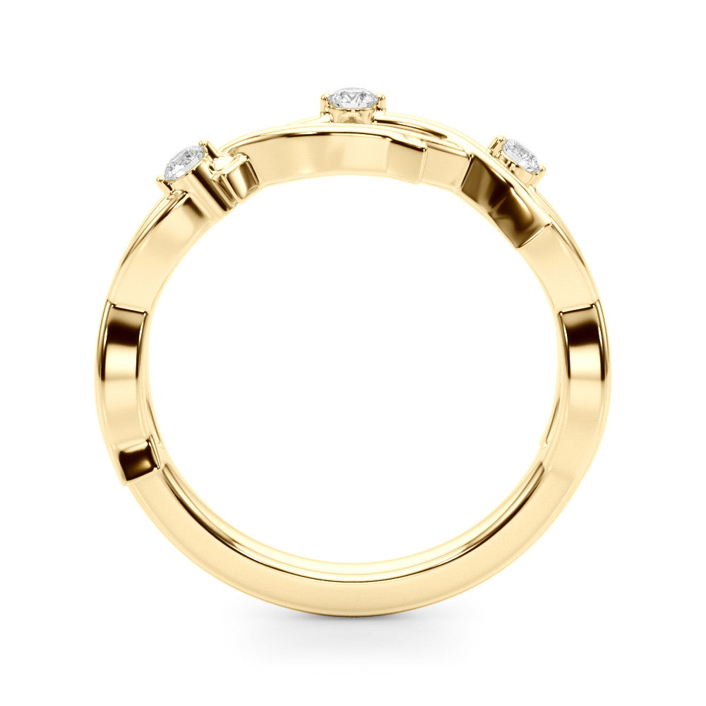 Yellow gold Prong Set Round Diamond Twist Band 1