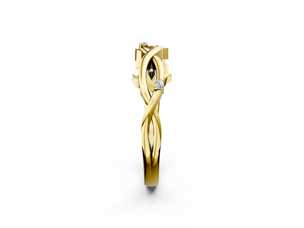 Yellow gold Prong Set Round Diamond Twist Band