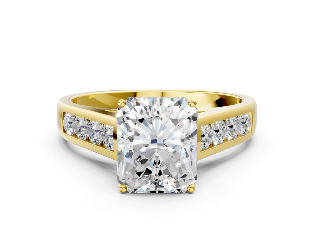 Yellow gold Radiant Brilliant Channel-Set Solitaire Ring with Four-Prong Setting_20