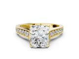 Yellow gold Radiant Brilliant Cut Diamond Engagement Ring with Pavé Band and Four-Prong Setting_62