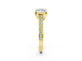 Yellow gold Radiant Brilliant Cut Diamond Engagement Ring with Pavé Band and Four-Prong Setting_64