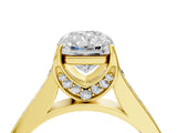 Yellow gold Radiant Brilliant Cut Diamond Engagement Ring with Pavé Band and Four-Prong Setting_66
