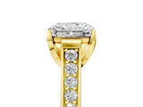 Yellow gold Radiant Brilliant Cut Diamond Engagement Ring with Pavé Band and Four-Prong Setting_67