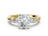 Yellow gold Radiant Brilliant Cut Diamond Five-Stone Prong Set Engagement Ring with Channel Band_23