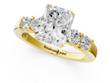 Yellow gold Radiant Brilliant Cut Diamond Five-Stone Prong Set Engagement Ring with Channel Band_24