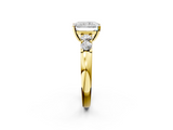 Yellow gold Radiant Brilliant Cut Diamond Five-Stone Prong Set Engagement Ring with Channel Band_25