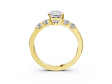 Yellow gold Radiant Brilliant Cut Diamond Five-Stone Prong Set Engagement Ring with Channel Band_26