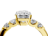 Yellow gold Radiant Brilliant Cut Diamond Five-Stone Prong Set Engagement Ring with Channel Band_27