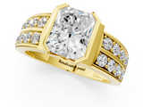 Yellow gold Radiant Brilliant Diamond Channel Set Wide Band Ring with Bezel Setting_21