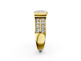 Yellow gold Radiant Brilliant Diamond Channel Set Wide Band Ring with Bezel Setting_22