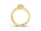 Yellow gold Radiant Brilliant Diamond Channel Set Wide Band Ring with Bezel Setting_23