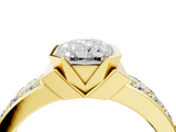 Yellow gold Radiant Brilliant Diamond Channel Set Wide Band Ring with Bezel Setting_24